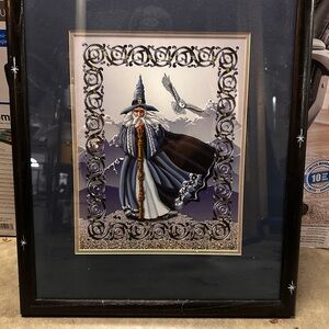 Framed Wizard Art with Owl